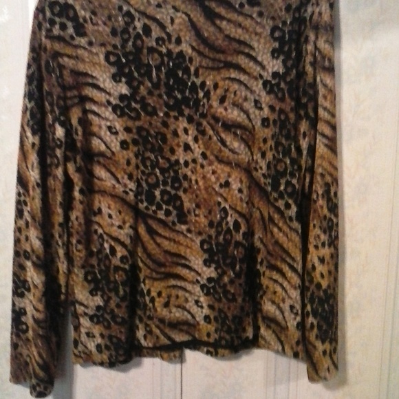 JM COLLECTION ANIMAL PRINT 2-N-1 DRESS BLOUSE - Picture 6 of 6